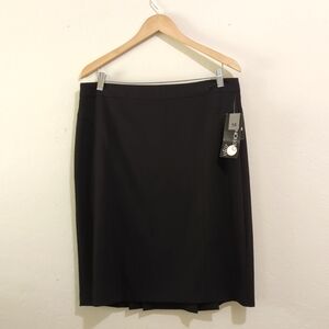 First Option Black A Line Back Pleats Midi Skirt Size 16